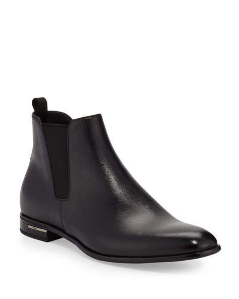 prada black chelsea boots|prada saffiano leather chelsea boot.